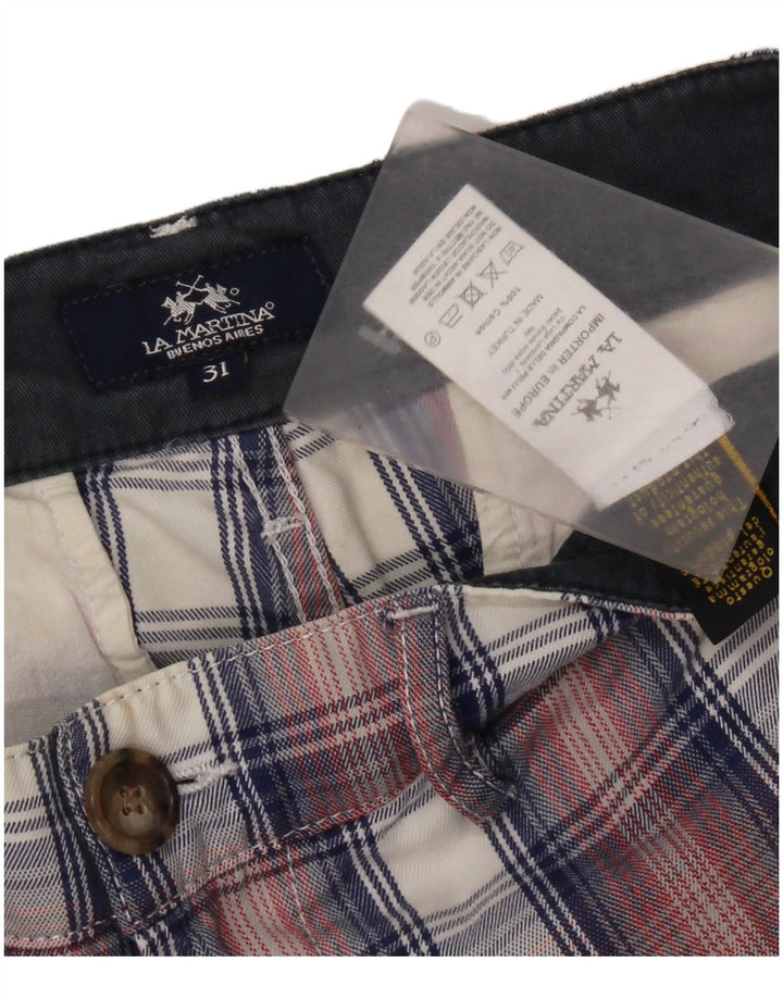 La Martina Chino Shorts til mænd W31 Medium rød ternet bomuld