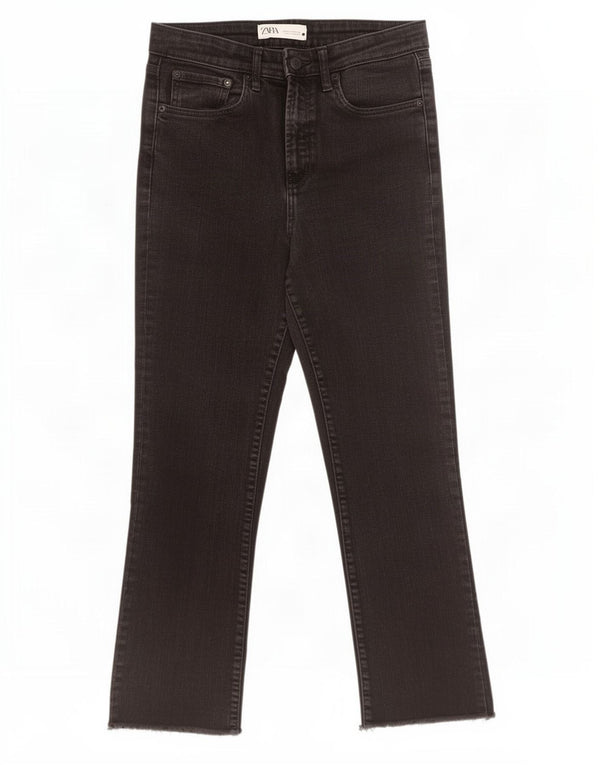 Zara Womens Cropped Jeans EU 38 Small W28 L25 Black Bomuld