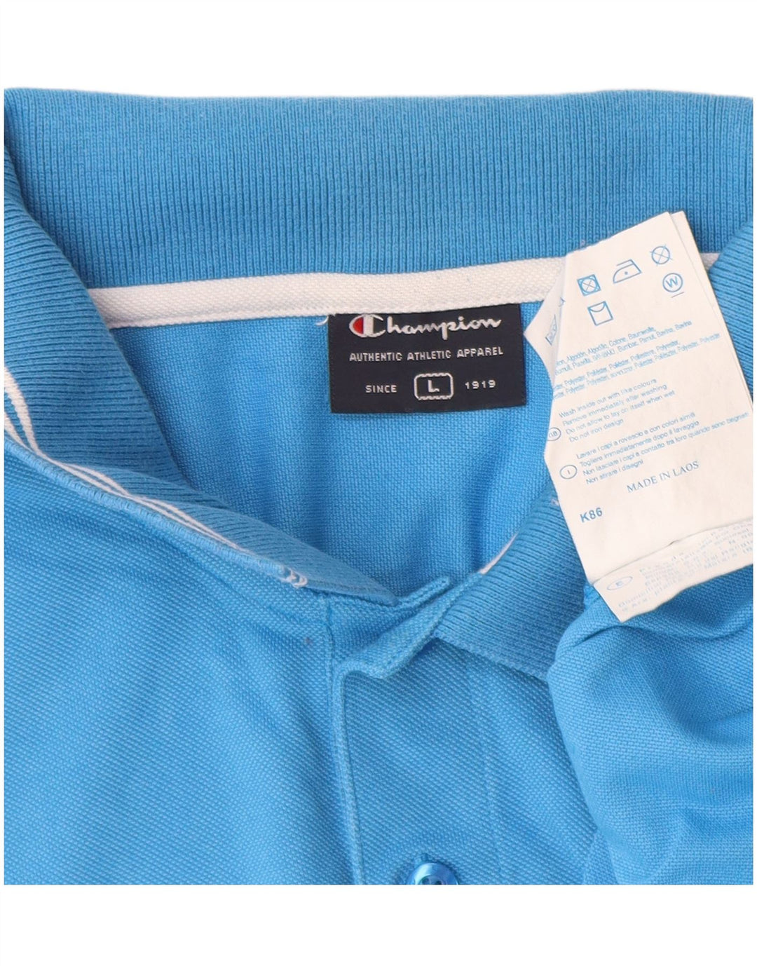 Champion Mens Polo Shirt Large Blue Cotton