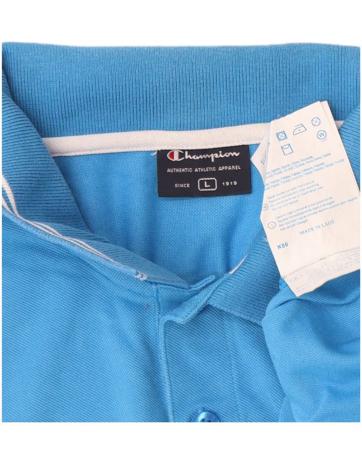 Champion Mens Polo Shirt Large Blue Cotton