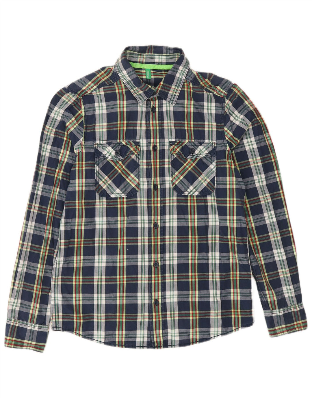 BENETTON drengeskjorte 9-10 år marineblå ternet