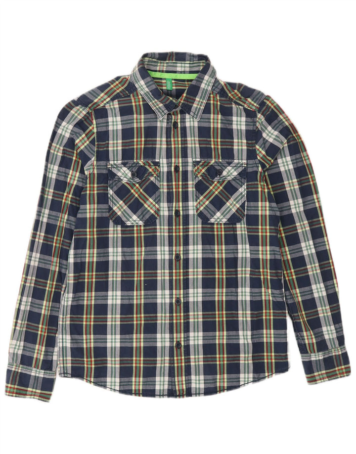 BENETTON drengeskjorte 9-10 år marineblå ternet