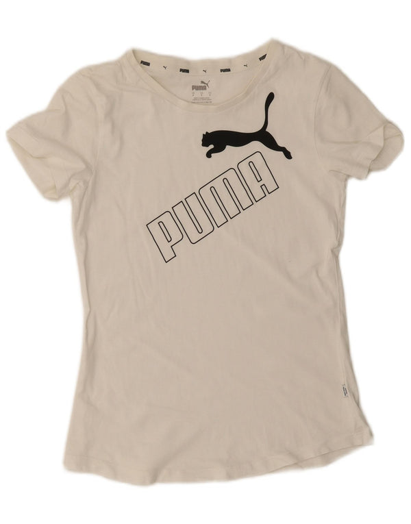 Puma Graphic T-Shirt Top UK 10 Small White