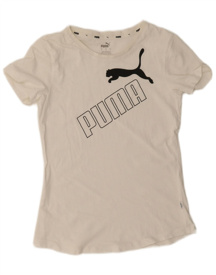 Puma Graphic T-Shirt Top UK 10 Small White