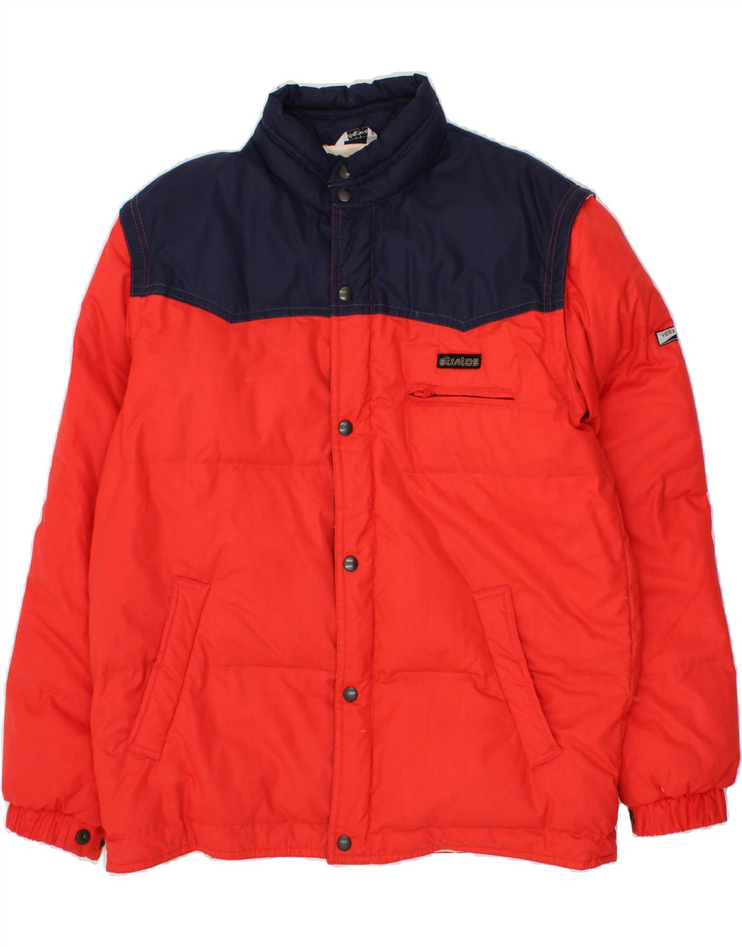 STRATOS Mens Padded Jacket UK 40 Large Red Colourblock Polyester Vintage Stratos and Second-Hand Stratos from Messina Hembry 