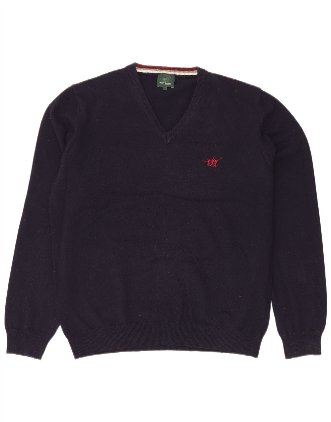 Henry Cottons Herre V-hals trøje Sweater Stor marineblå ny uld