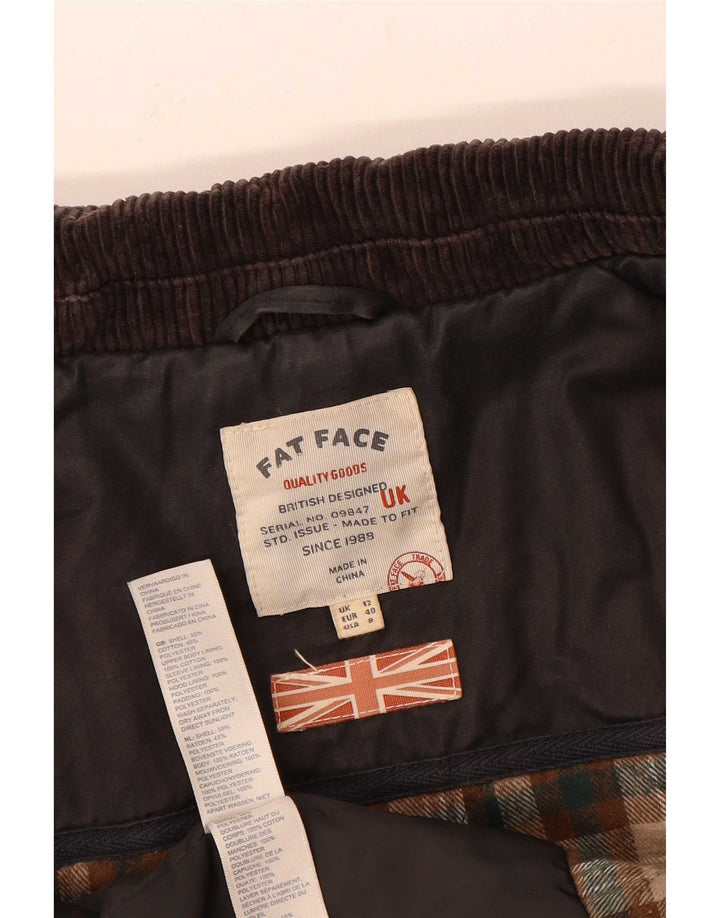 Fat Face Dame Vokset Bomuld Overfrakke UK 12 Medium Sort