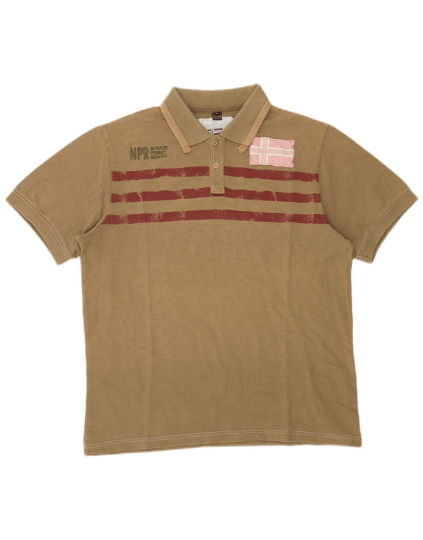 Napapijri herre poloshirt XL Khaki Colourblock Bomuld