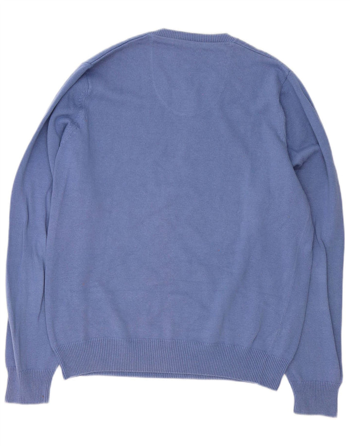 Marks & Spencer Herre Blue Harbor V-hals sweater mellemblå bomuld