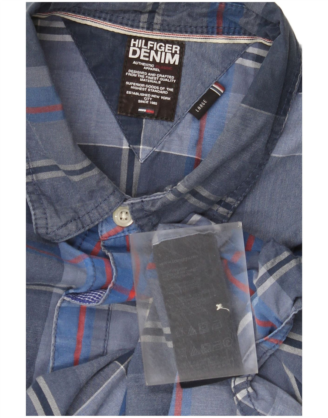 Tommy Hilfiger Herreskjorte Stor blå ternet bomuld