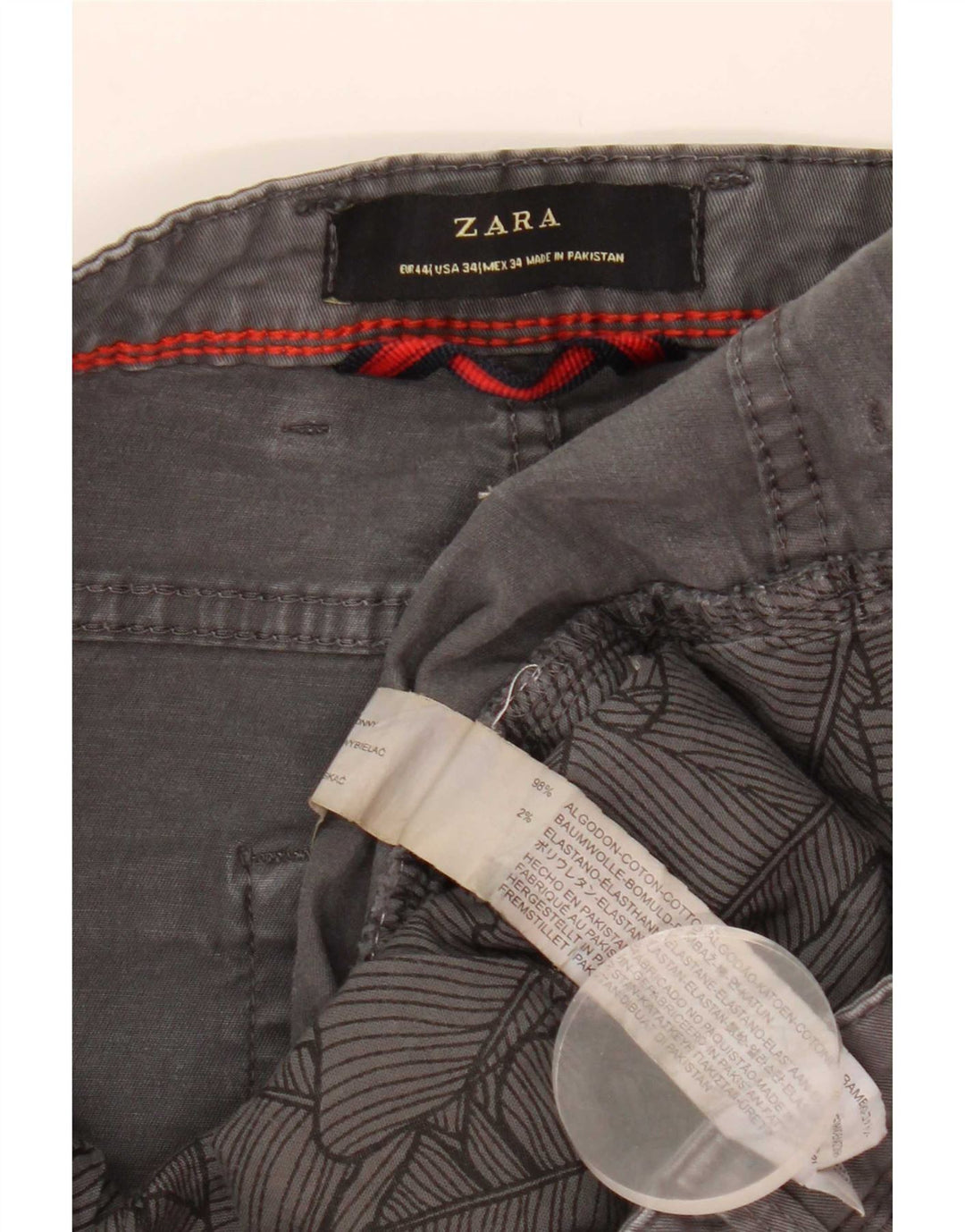 Zara Herre Slim Jeans EU 44 Large W34 L29 Grå Bomuld
