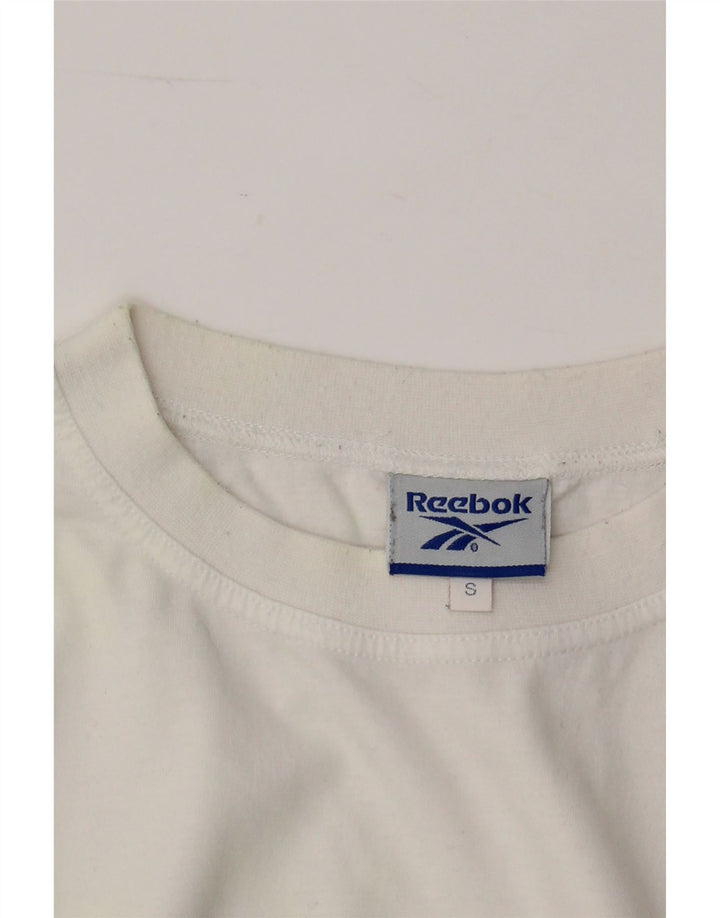 REEBOK Mens Graphic T-Shirt Top Small White Vintage Reebok and Second-Hand Reebok from Messina Hembry 