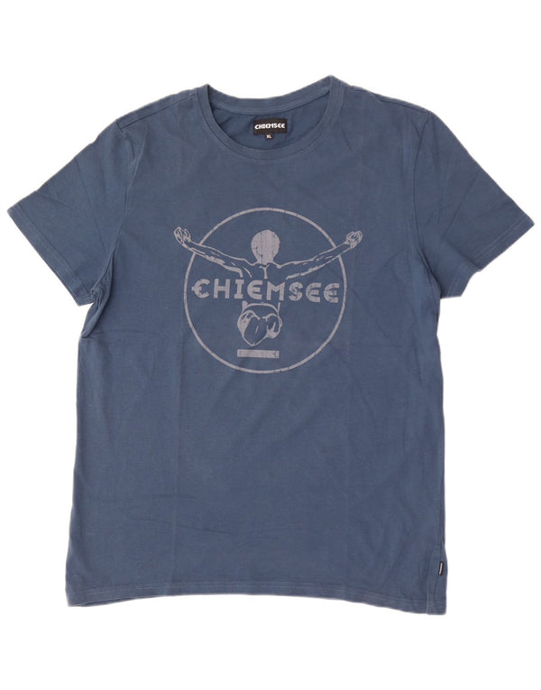Chiemsee Grafisk T-Shirt Top UK 18 XL Blå Bomuld