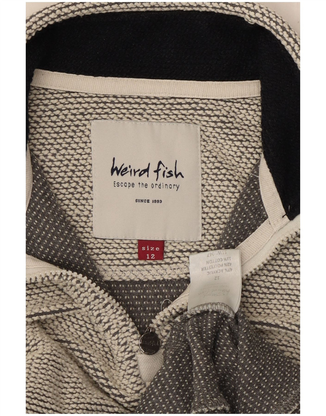 WEIRD FISH Sweatshirt med lynlås til kvinder DK 12 mellemgrå akryl