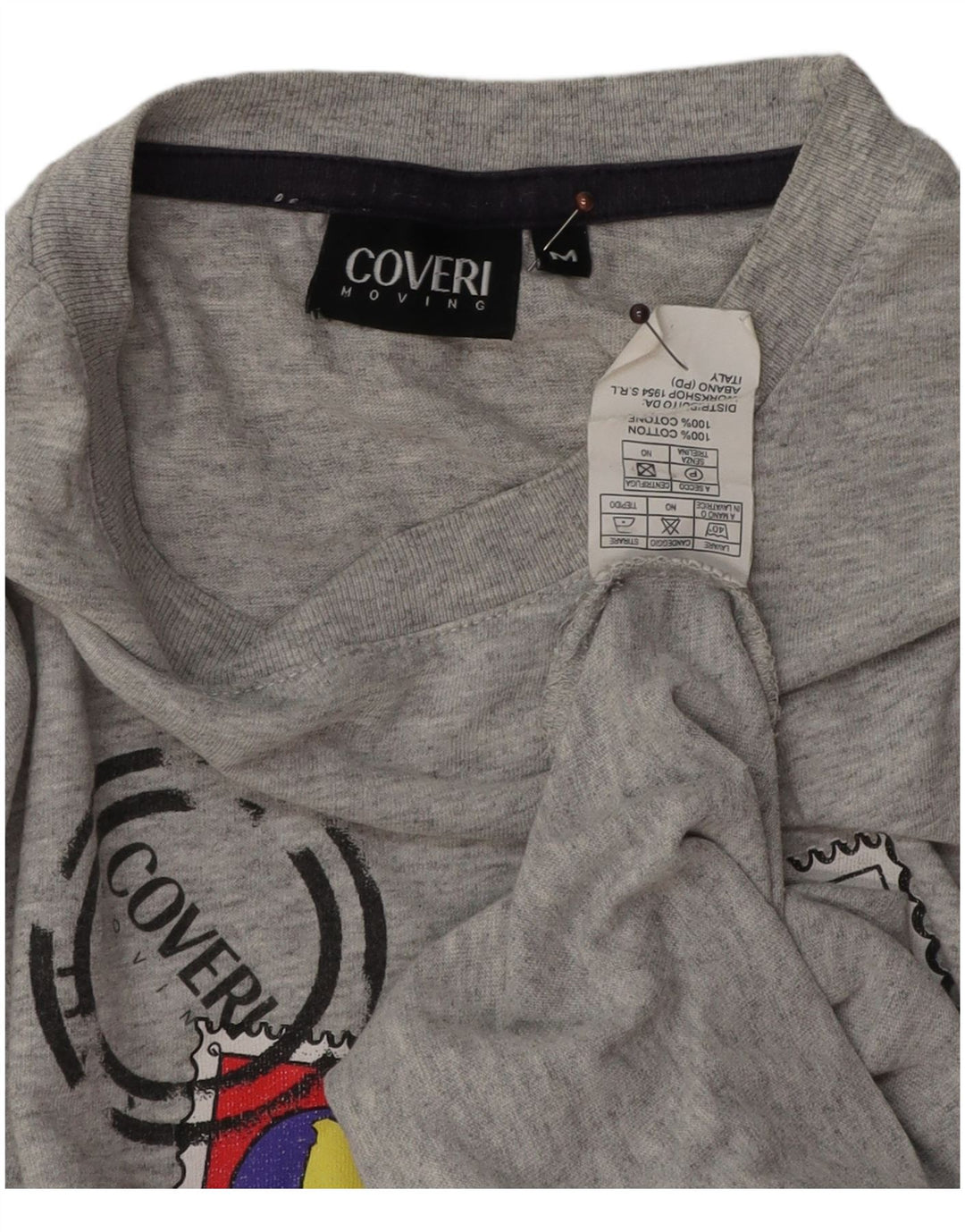Coveri Herre grafisk T-shirt Top Medium Grey Flecked Bomuld