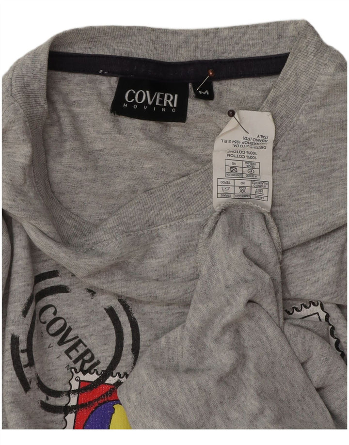 Coveri Herre grafisk T-shirt Top Medium Grey Flecked Bomuld