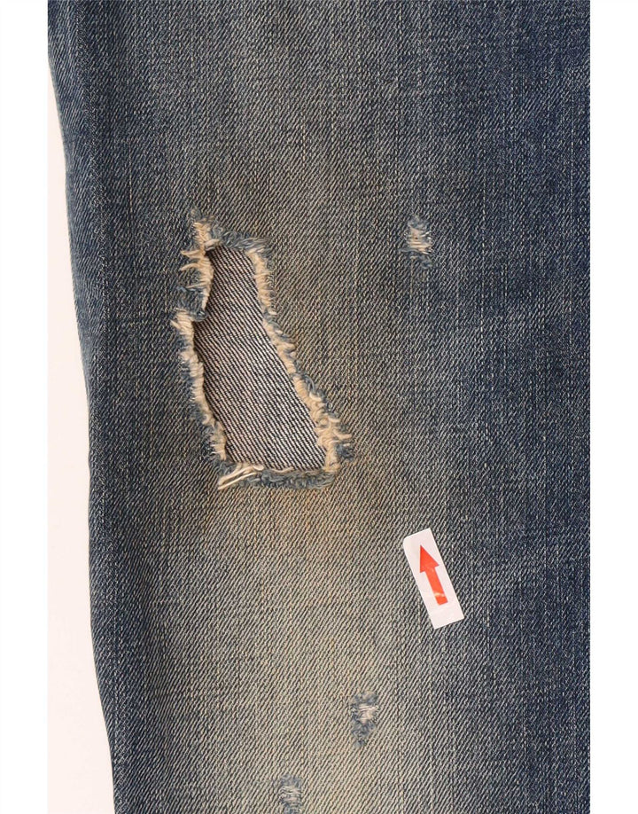 Dsquared Dame Distressed Straight Jeans IT 44 Medium W30 L27 Blå Bomuld