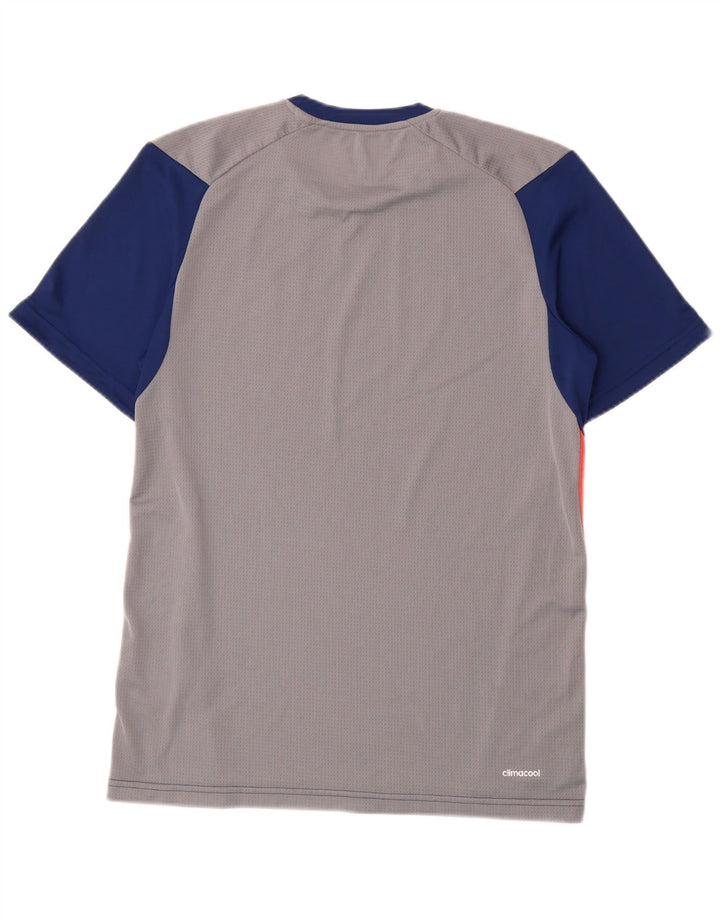 ADIDAS Mens Climacool T-Shirt Top Medium Navy Blue Colourblock Polyester