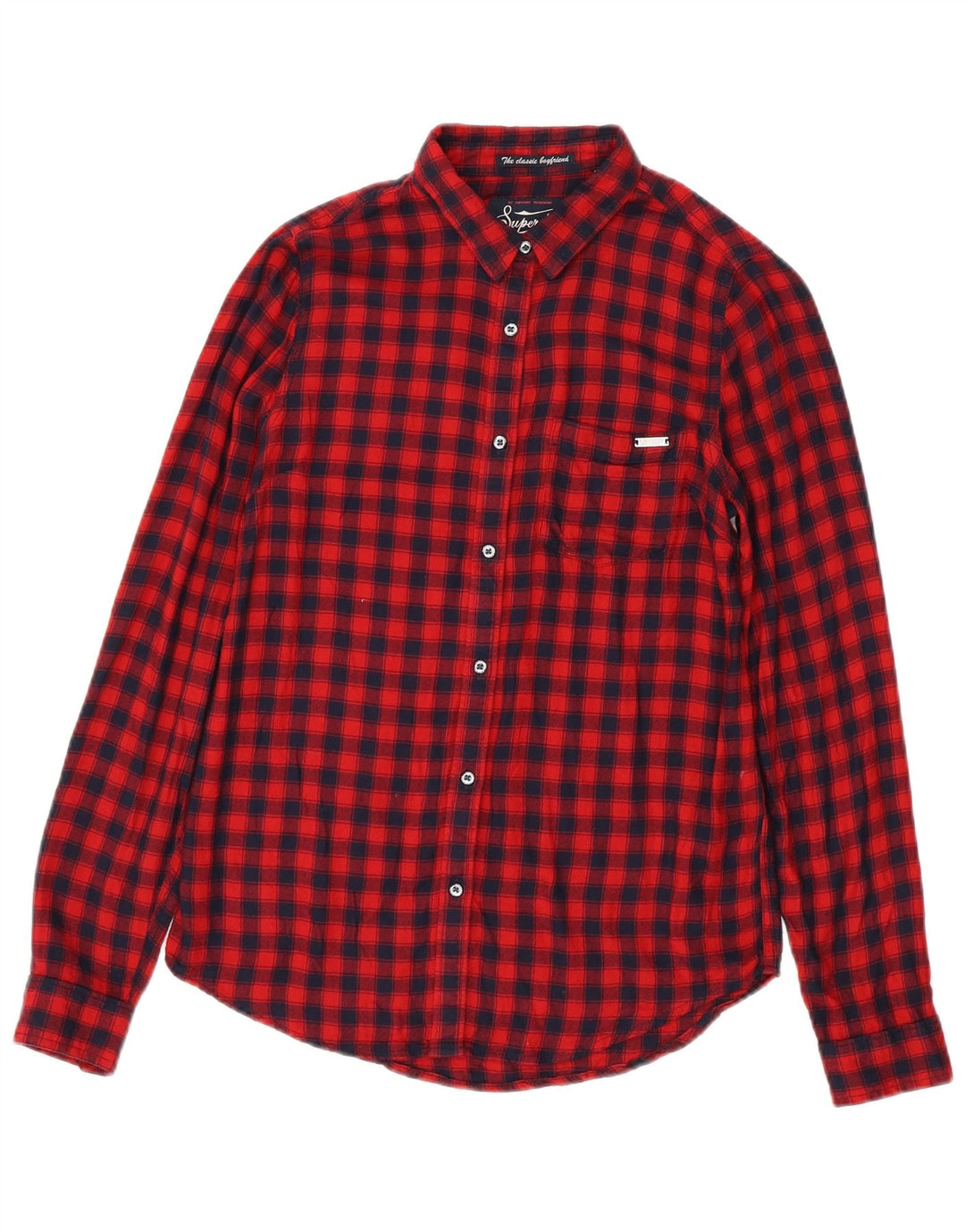 SUPERDRY Dame Flanell Shirt UK 6 XS rød ternet viskose