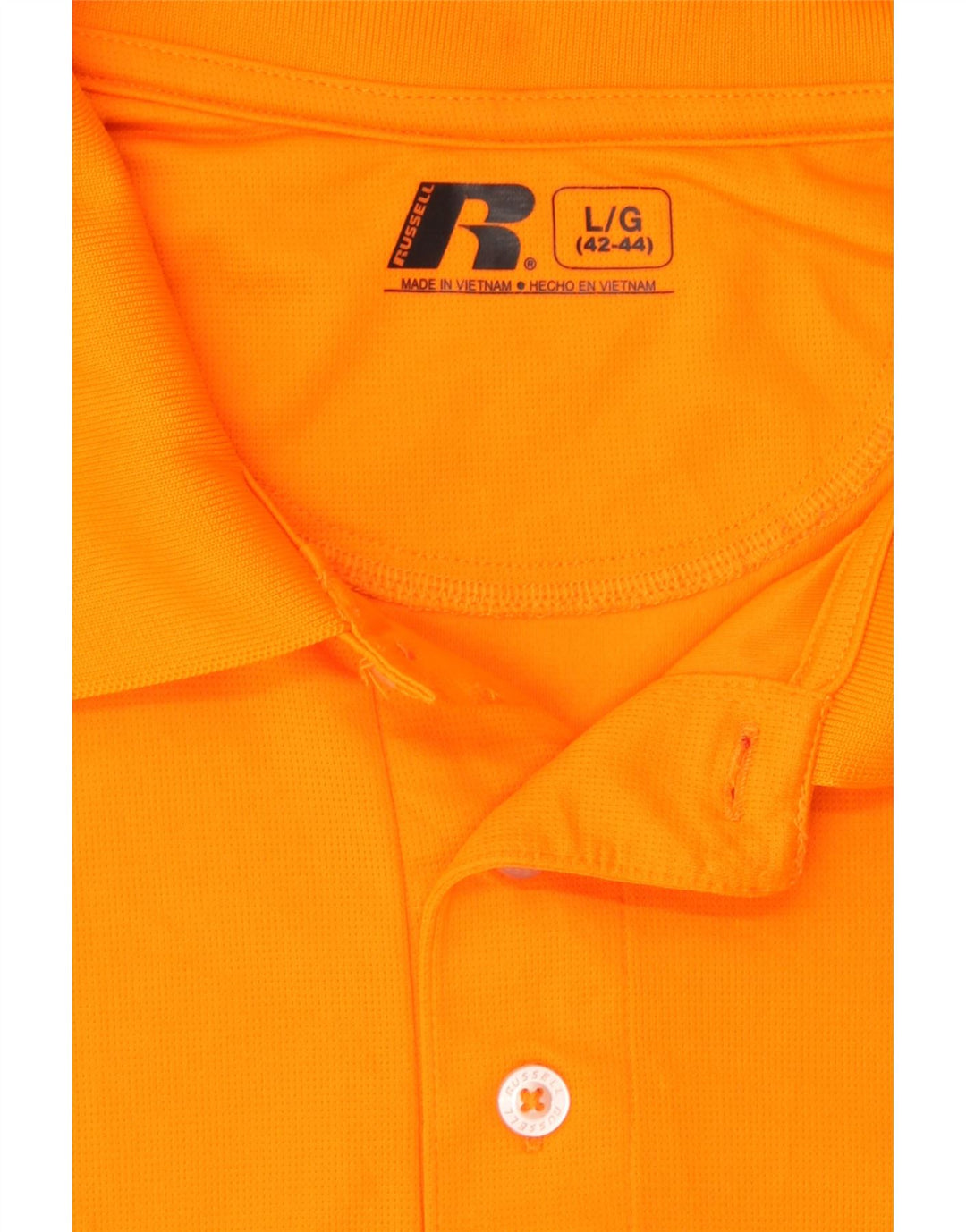 RUSSELL ATHLETIC Mens Polo Shirt Large Orange Polyester Vintage Russell Athletic and Second-Hand Russell Athletic from Messina Hembry 