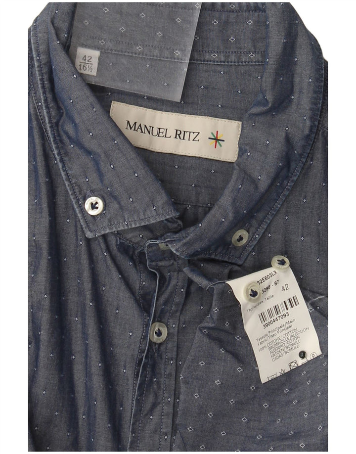 Manuel Ritz Herreskjorte Str. 42 16 1/2 Stor Blå Bomuld