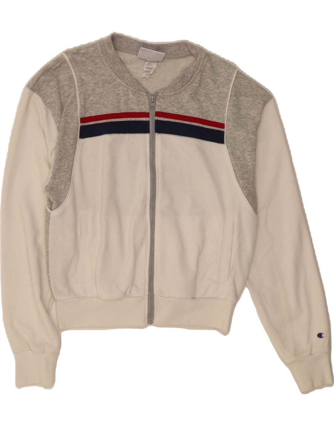 CHAMPION Womens Tracksuit Top Jacket UK 14 Medium White Colourblock Cotton Vintage Champion and Second-Hand Champion from Messina Hembry 