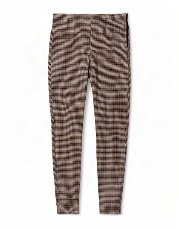 Zara Womens Leggings UK 12 Medium Brown Gingham