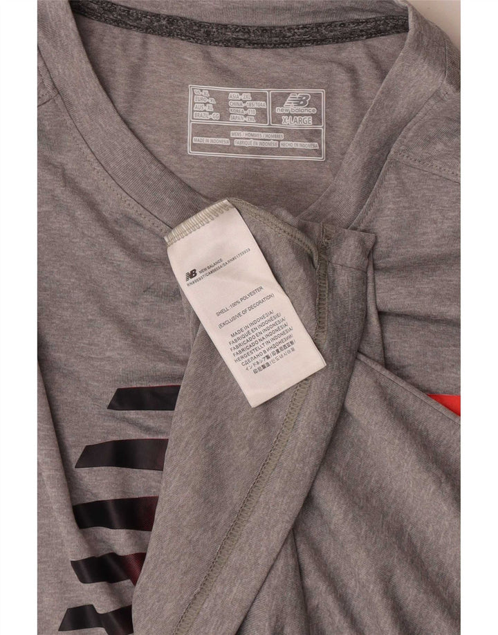 New Balance Herre Grafisk T-Shirt Top XL Grå Polyester