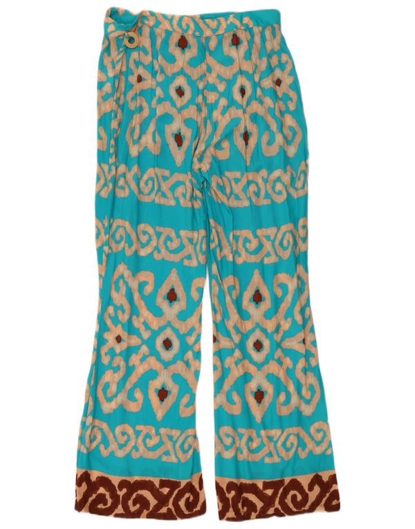 Zara Womens Wide Leg Trousers XL W32 L32 Blue Geometric Viscose