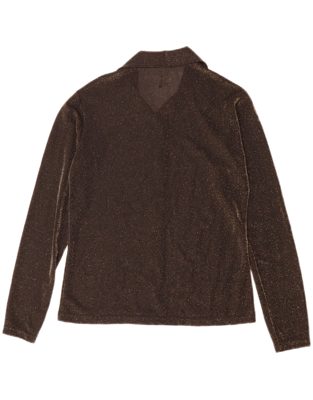 VINTAGE Dameskjortebluse UK 14 Medium Brun Polyester