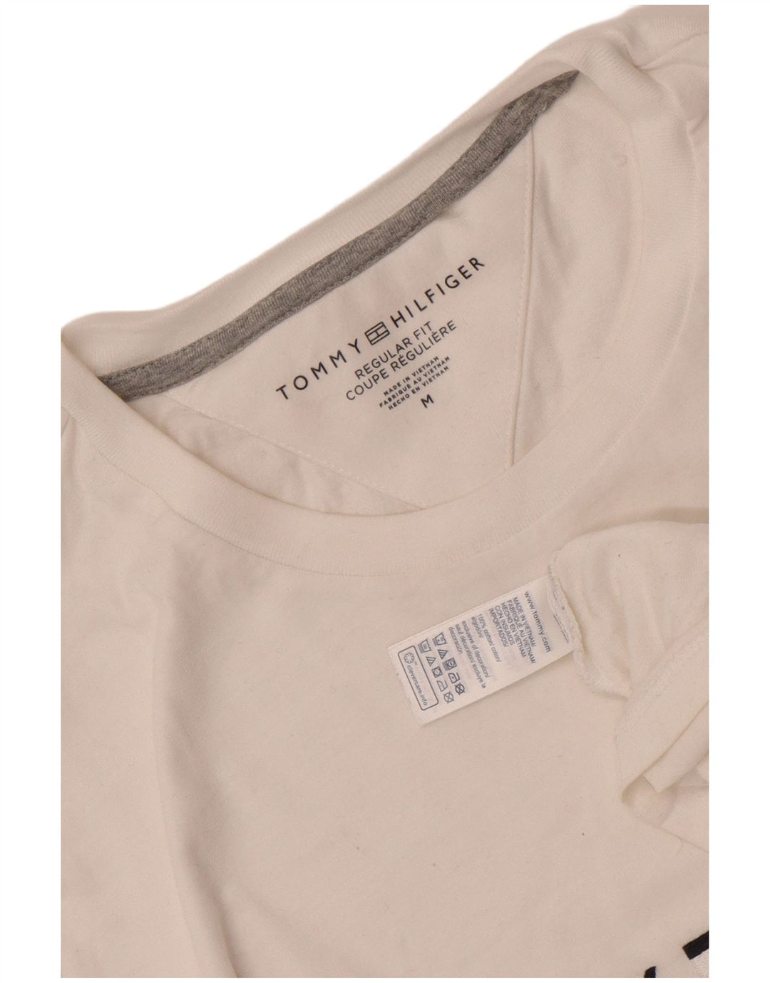 Tommy Hilfiger Herre Regular Fit T-shirt Top Medium Hvid Bomuld