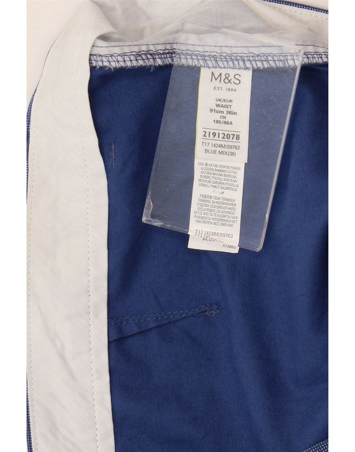 MARKS & SPENCER Chino Shorts til mænd W36 Large Blue Cotton