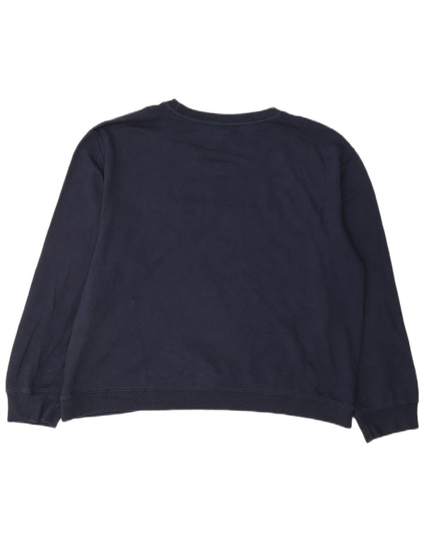 Nautica Dame Grafisk Sweatshirt Jumper UK 20 2XL Marineblå Bomuld