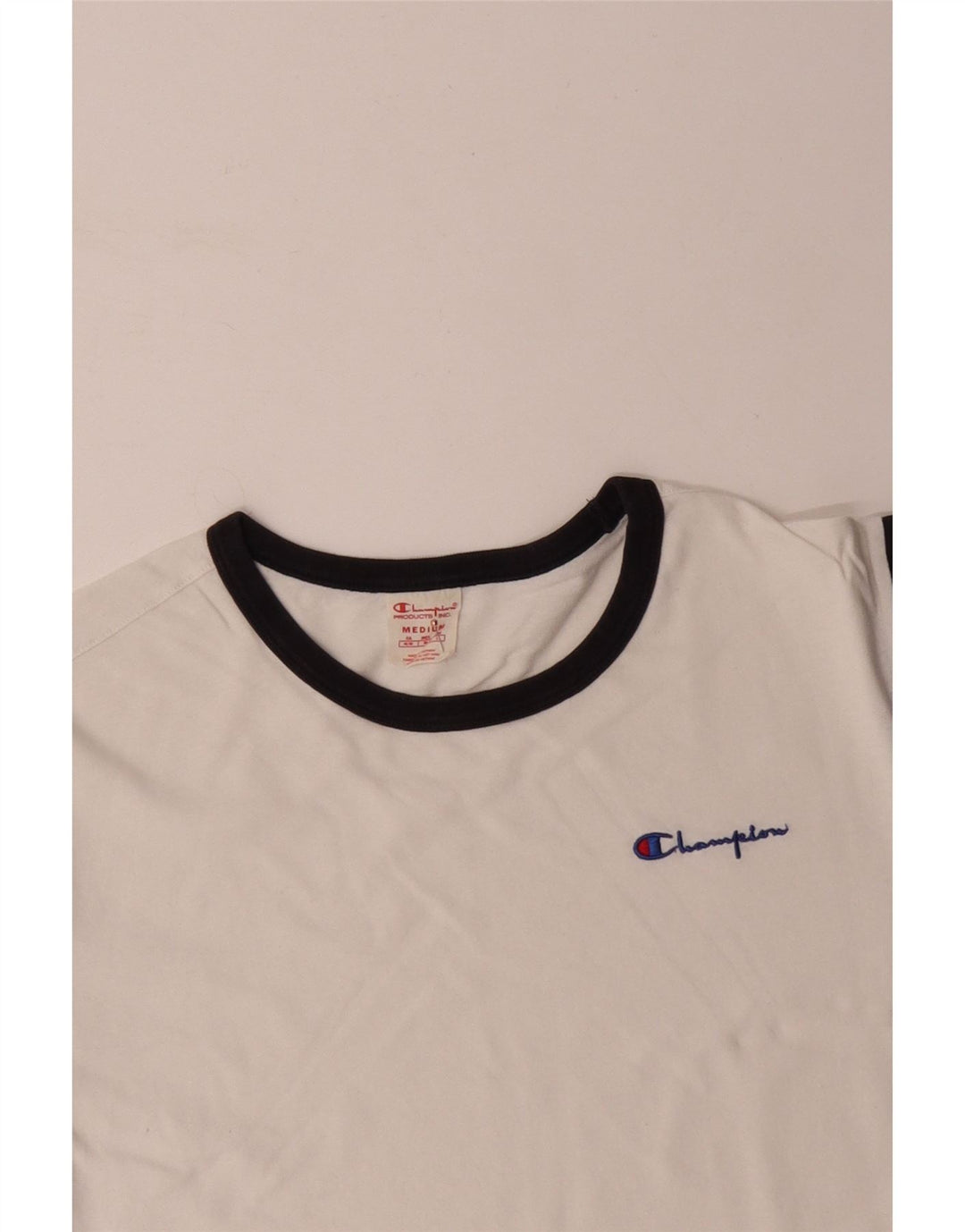 CHAMPION Herre T-Shirt Top Medium Hvid Colourblock Bomuld