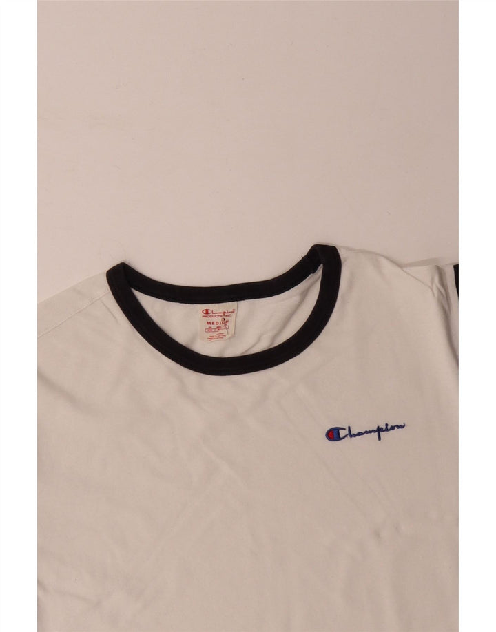 CHAMPION Herre T-Shirt Top Medium Hvid Colourblock Bomuld