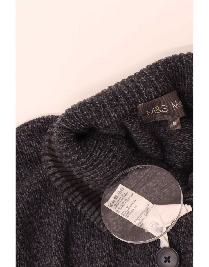Marks & Spencer Herre Button Neck Jumper Sweater Medium Navy Blue Flecked