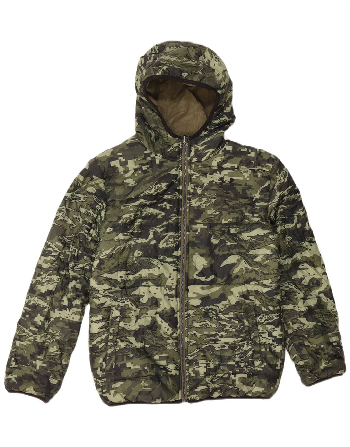 UNDER ARMOUR drenge hætte polstret frakke 13-14 år Khaki Camouflage