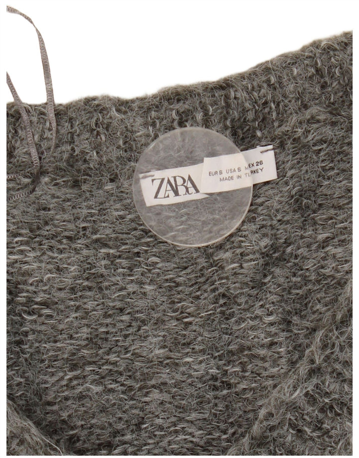 Zara Dame Oversized Cardigan Sweater UK 10 Small Grå