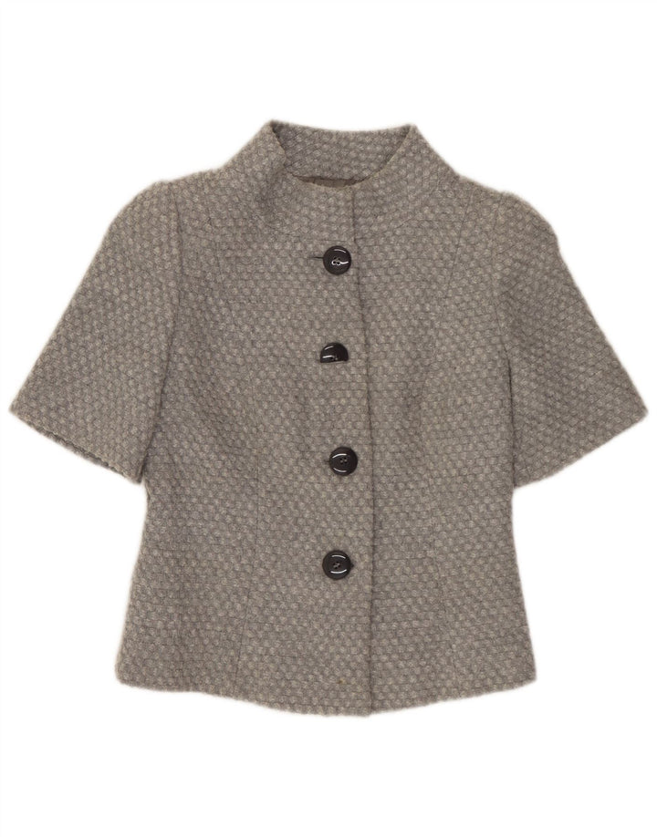 BENETTON Dame Crop 4-knaps kortærmet blazerjakke IT 38 XS Grå