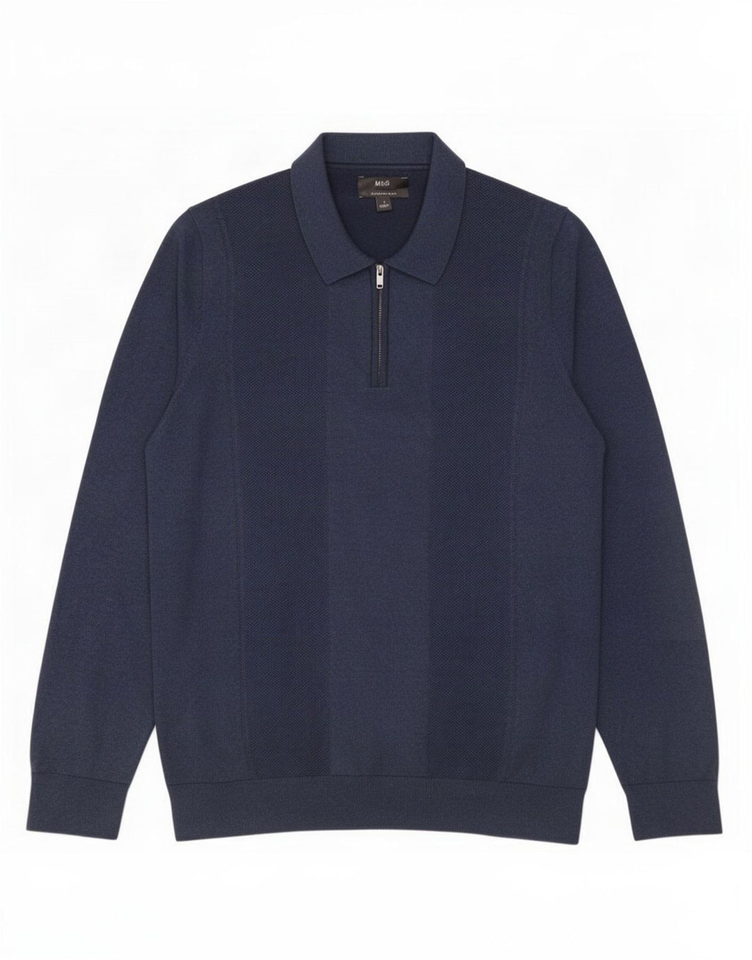 Marks & Spencer Herre Polo Neck Jumper Sweater Stor Marineblå Bomuld