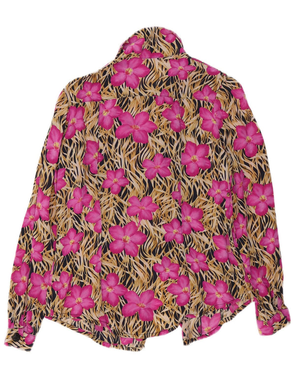 Vintage dameskjorte bluse UK 14 Medium Pink Floral