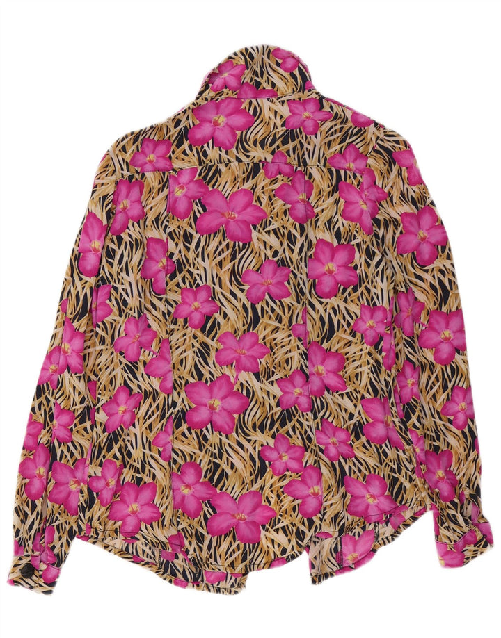 Vintage dameskjorte bluse UK 14 Medium Pink Floral