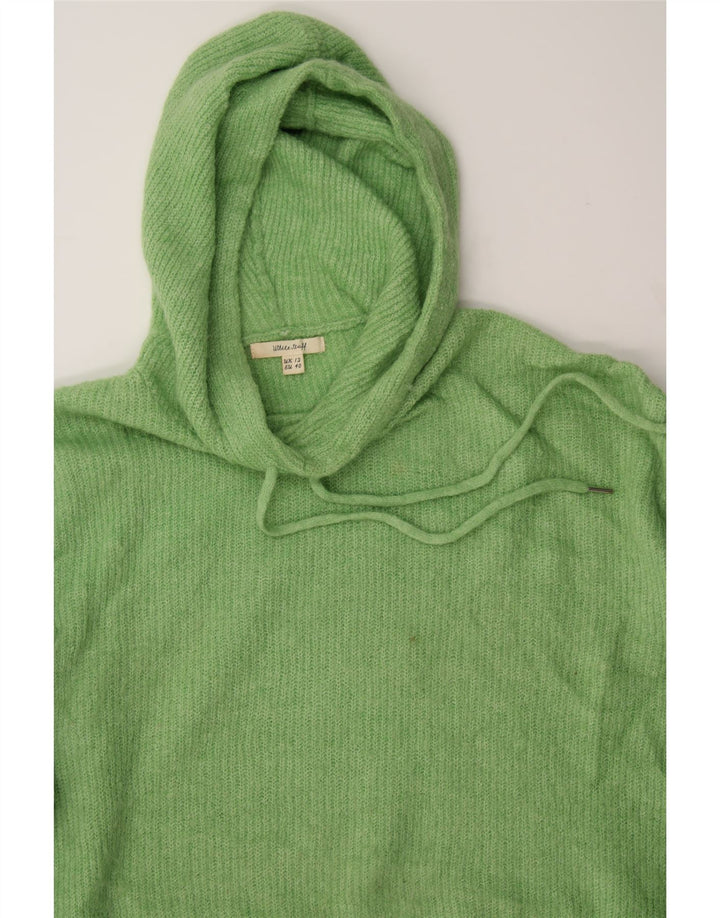 WHITE STUFF Womens Hooded Jumper Sweater UK 12 Medium Green Polyester Vintage White Stuff and Second-Hand White Stuff from Messina Hembry 