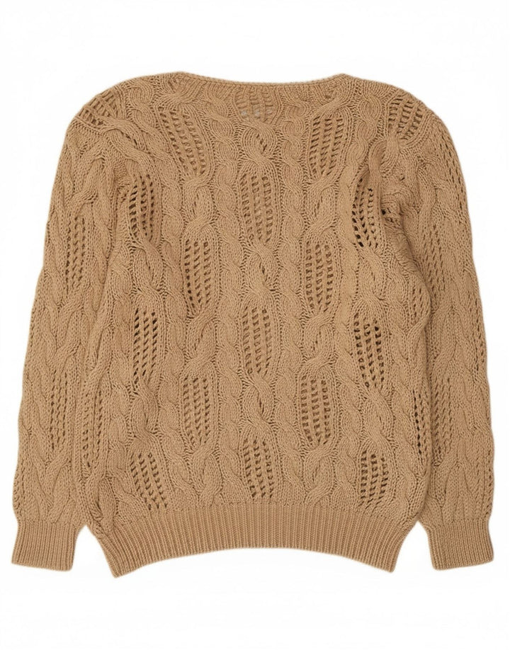 Madeleine Dame Se Through Boat Neck Jumper Sweater EU 40/42 Medium Beige