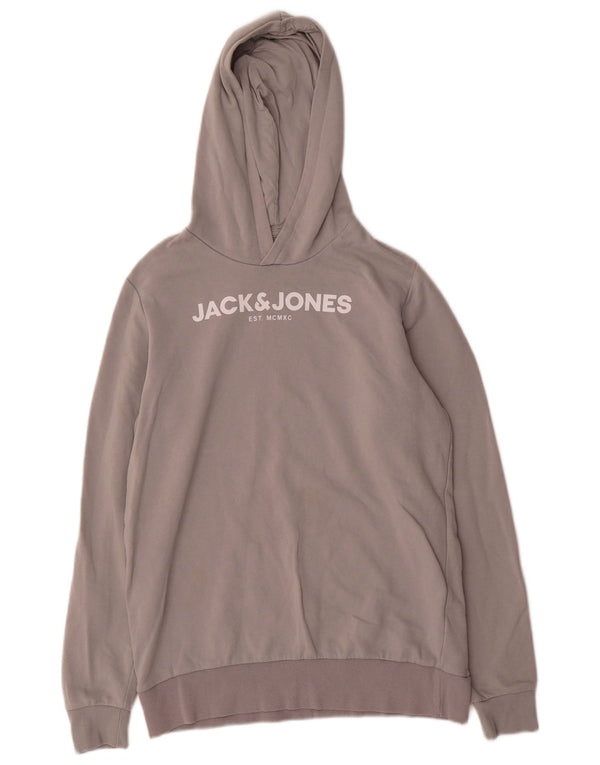 Jack & Jones Grafisk hættetrøje til drenge 15-16 år Grå bomuld