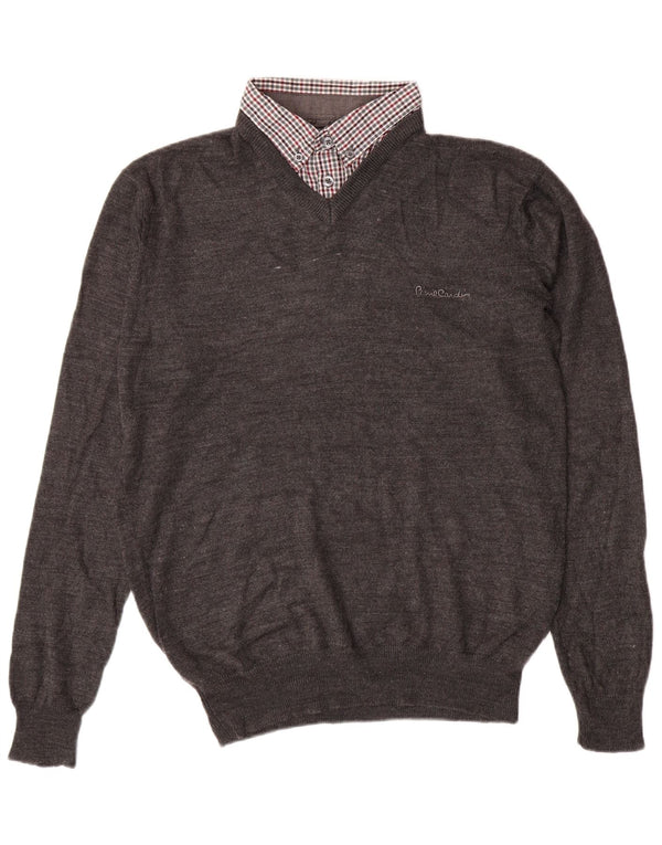 PIERRE CARDIN Herre V-hals sweater Medium Grå Akryl Klassisk