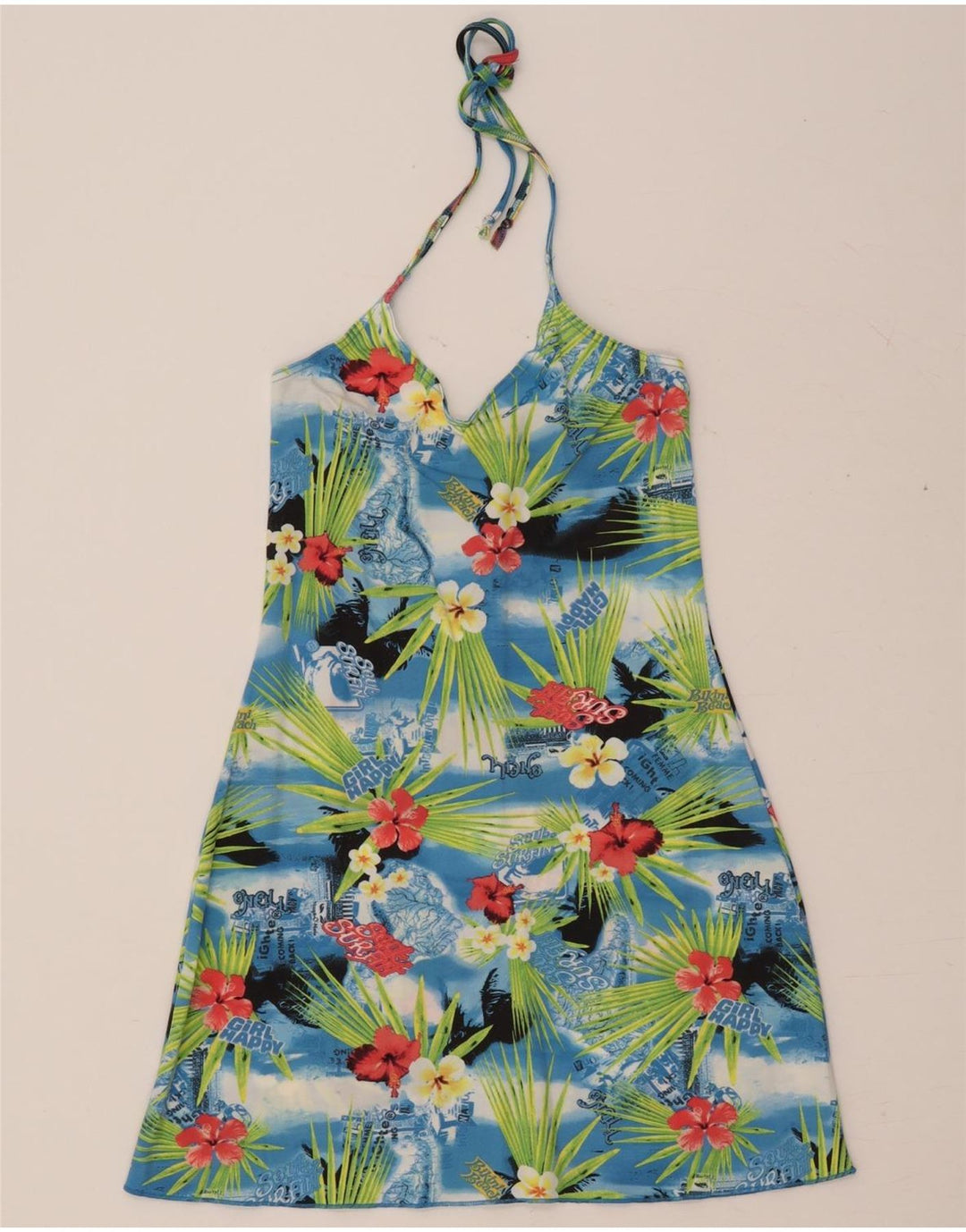 O'NEILL Dame Halter Dress UK 14 Large Multicolored Floral Polyamid