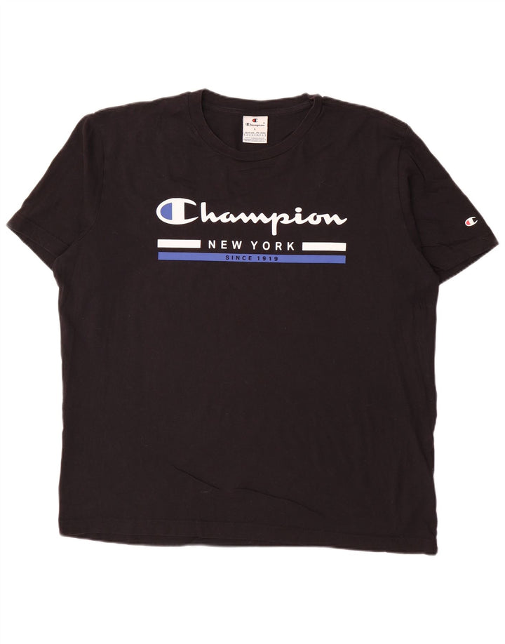 Champion Herre grafisk T-shirt Top Stor sort bomuld
