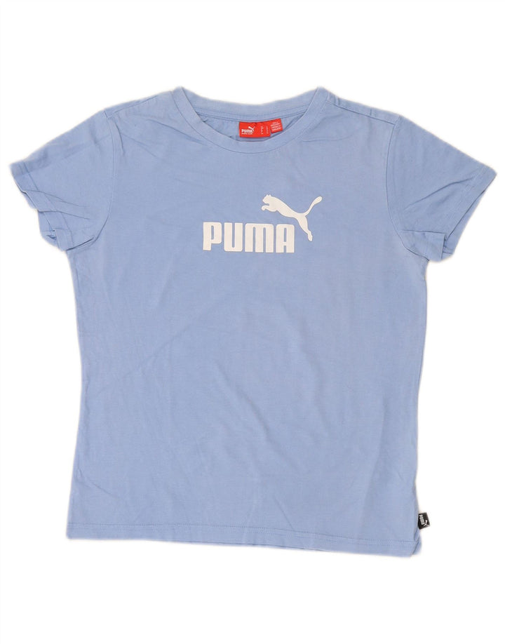 PUMA Womens Graphic T-Shirt Top UK 14 Medium  Blue Cotton
