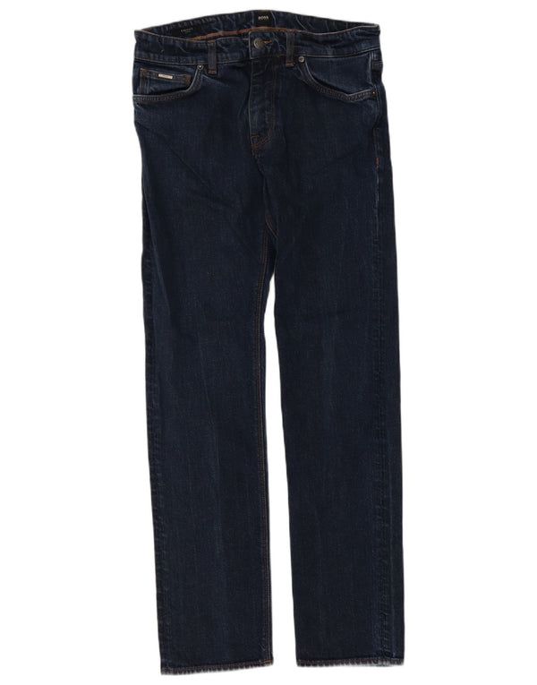 Hugo Boss Herre Candiani Straight Jeans W30 L32 Marineblå Bomuld